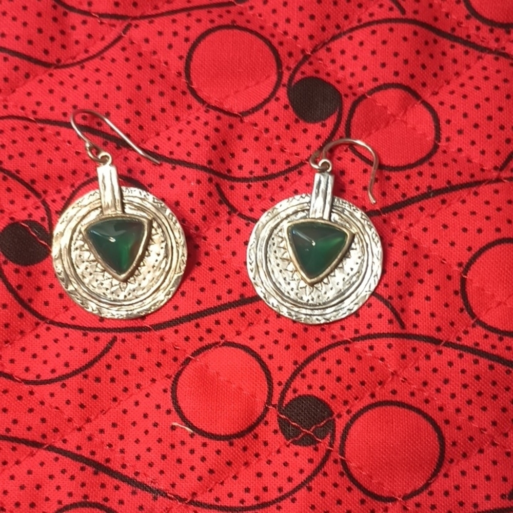 Silpada Sterling Silver and Green Agate Earrings